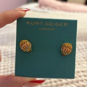 NWT Kurt Geiger bird head multicolor crystal gold stud earrings